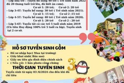 Trường mầm non Bình Minh thông báo tuyển sinh năm học 2024-2025
