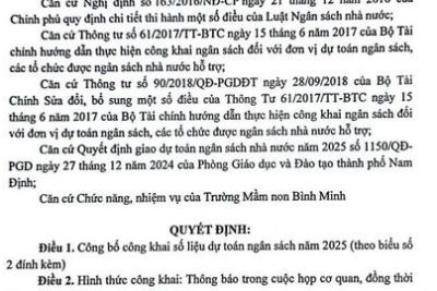 QĐ VỀ VIỆC  CÔNG KHAI DỰ TOÁN NGÂN SÁCH NĂM 2025